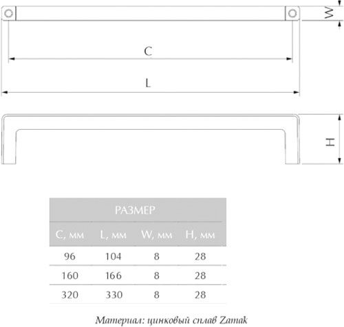 Меблева ручка M 12861.160 (21828) 160 мм хром Cosma