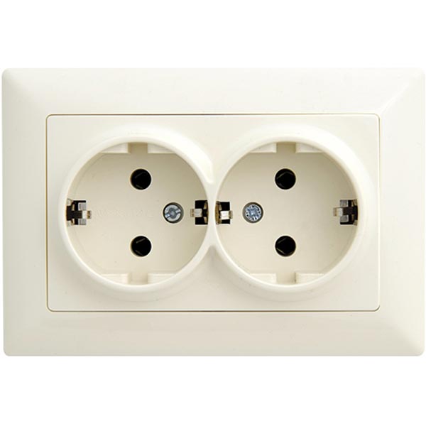 Розетка двойная с заземлением Gunsan Visage без шторок кремовый