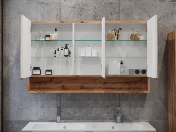 Зеркальный шкаф ЮВЕНТА Domus - 120 дуб натуральный 