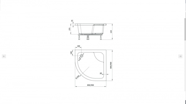 Поддон душевой Deante DEEP 90х90х37,5 см KTDZ041B
