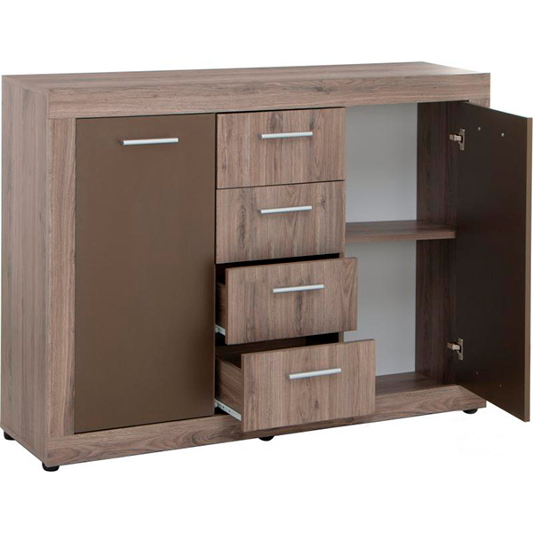 Комод Джульетта 920х1300х340 мм дуб темный/бронза