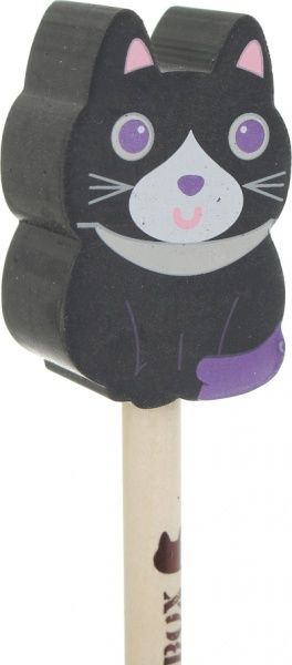 Олівець чорнографітний з гумкою Кіт в коробці в асортименті