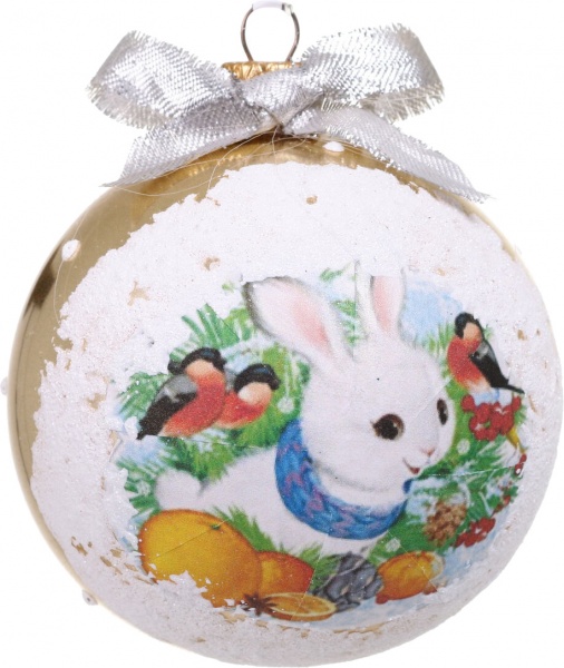 Шар новогодний Символ года-декупаж d 80 мм в ассортименте