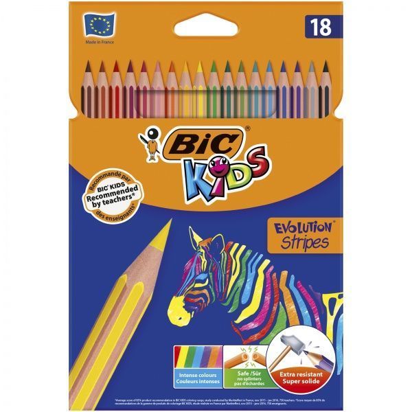 Набор цветных карандашей Evolution Stripes 18 шт. BIC