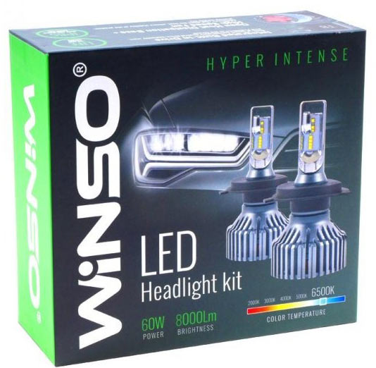 Лампа світлодіодна WINSO LED 798400 H4 P43t 12В 60 Вт 2 шт. 6500 K