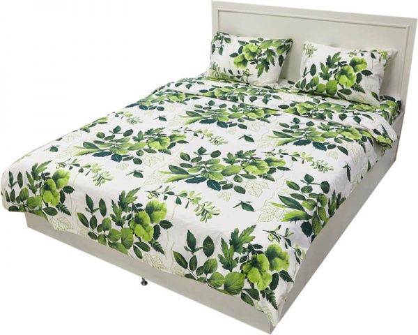 Комплект постельного белья Rigel, двуспальный Евро, Зеленое Листья разноцветный Arya 