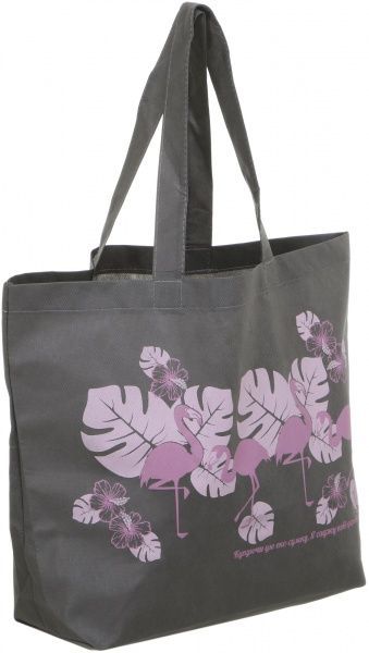 Экосумка Фламинго серый с розовым 