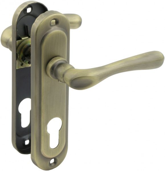 Замок врізний з ручками  910K6 PZ 62 мм матова антична латунь/