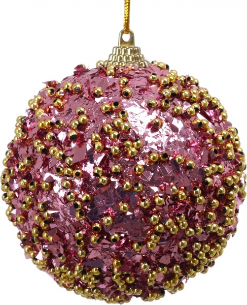 Елочная игрушка в форме шара с блестками и бусинками 8 см CAA126700 8 см 