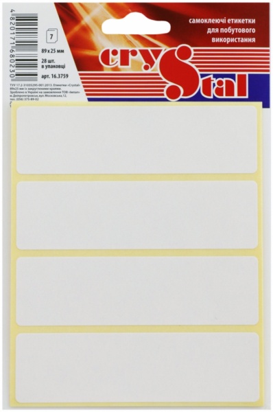 Этикетки UPM-Kymmene Crystal для бытового использования 28 шт. 89x25 мм. 