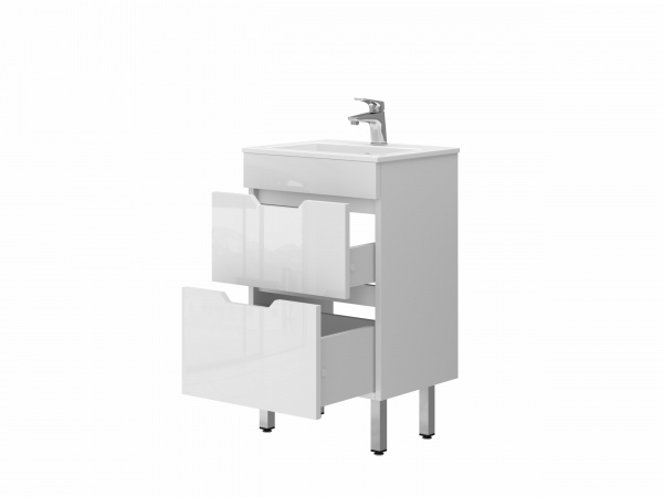 Тумба на ножках ЮВЕНТА Stefania - 50 белая с умывальником 