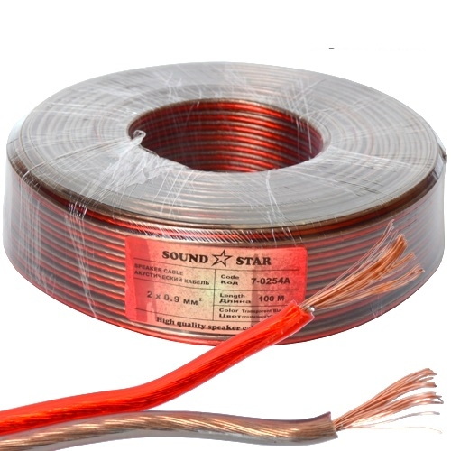 Кабель акустический многожильный ЕМТ 2х0,9 кв.мм прозрачный 0,9 медный алюминий CCA 