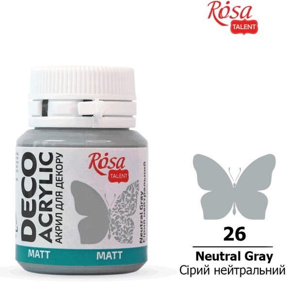 Акрил для декора Серый нейтральный матовый 20 мл Rosa Talent