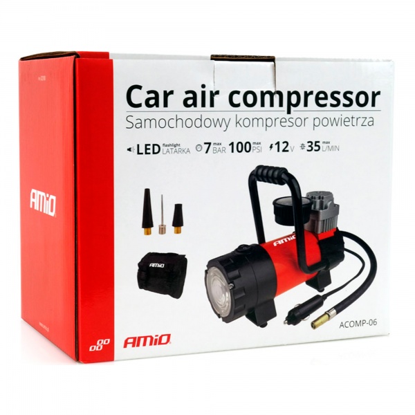 Компресор автомобільний AMiO 12V HQ LED ACOMP-06 (02180)