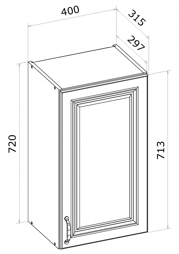Шкаф верхний В 40/72/31,5 МС Глория_ASHEN /фасад МДФ №332 пепельный матовый/дуб артизан Грейд