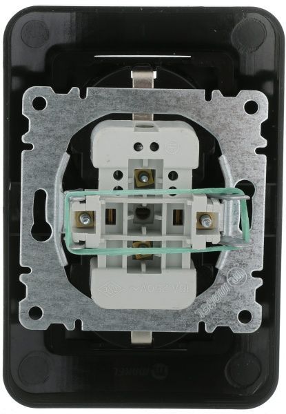 Розетка двойная с заземлением Makel Lillium Natural без крышки черный