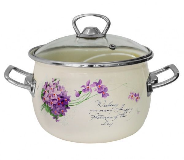 Кастрюля с крышкой эмалированная 2,5 л Виола Idilia