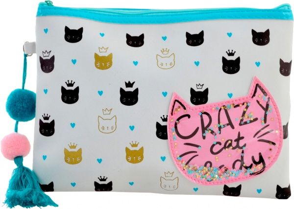 Пенал косметичка TP-13 Crazy Cat YES білий