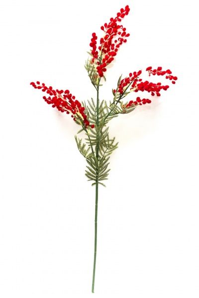 Квітка штучна Мімоза 3 гілки 88 см червона Девілон