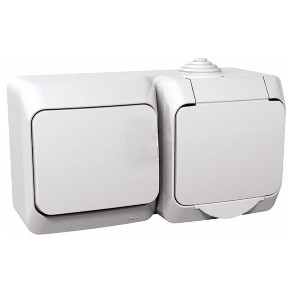 Розетка + выключатель с заземлением Schneider Electric Cedar Plus без шторок с крышкой белый WDE000500