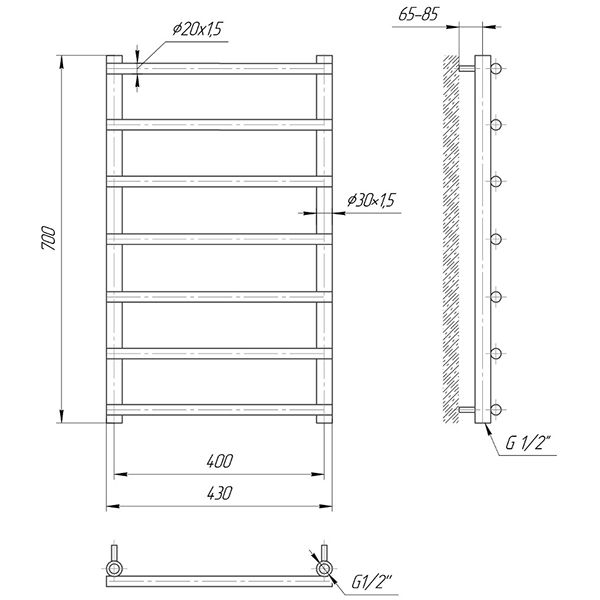 Рушникосушка Mario Турін 700x430/400