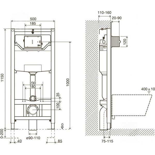 Комплект инсталляции Imprese 3 в 1 + унитаз Praha Rimless