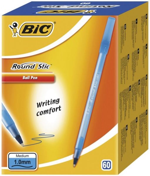 Ручка шариковая BIC Round Stic синяя 60шт 