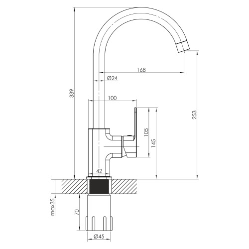 Змішувач для кухні Imprese SLANICE, хром