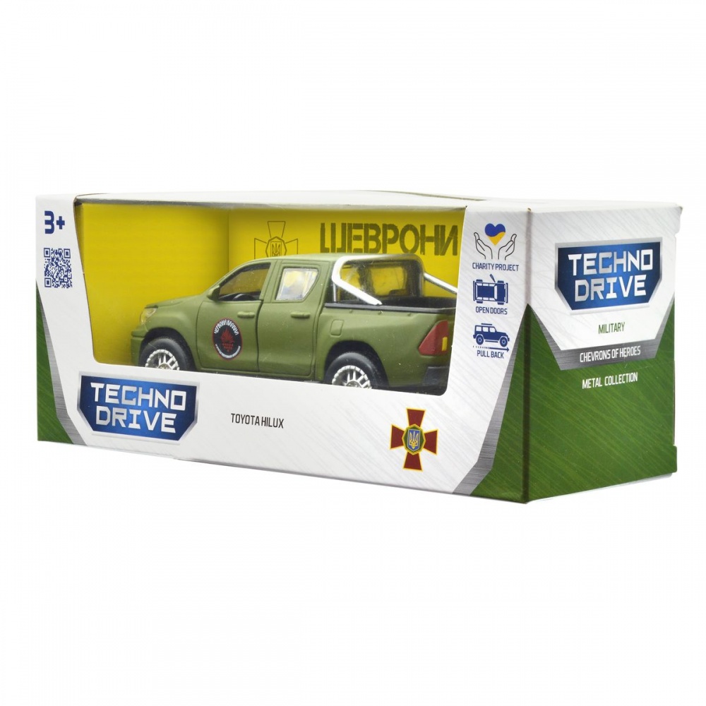 Автомодель TechnoDrive 1:32 серии Шевроны Героев Toyota Hilux Красная калина KM6119