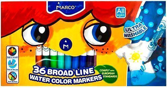 Набір фломастерів Super Washable Jumbo 36 кольорів 1632-36CB Marco