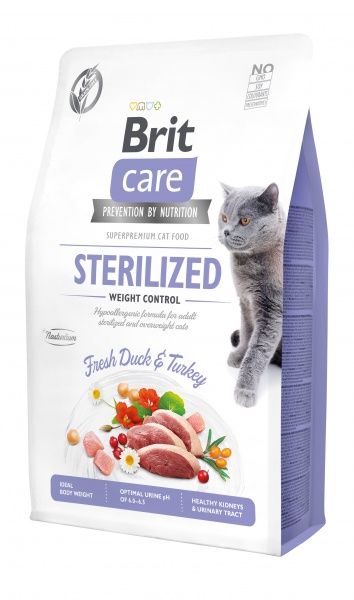 Корм Brit Care Sterilized Weight Control утка и индейка 2 кг 171294