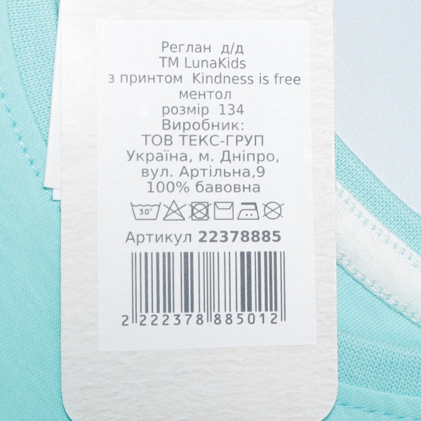 Футболка для девочек Luna Kids с принтом Kindness is free р.158 ментоловый 