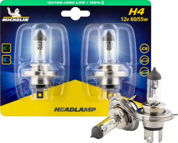 Автолампа галогенная Michelin EXT.LONGLIFE 130% H4 60/55 Вт 2 шт.(W32286)