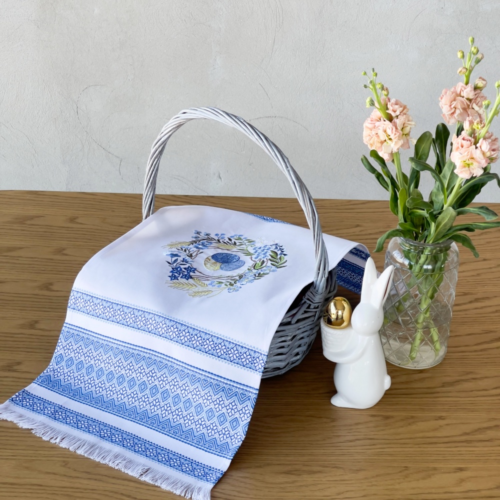 Рушник великодній Горлиця 31x80 см Едельвіка білий/блакитний
