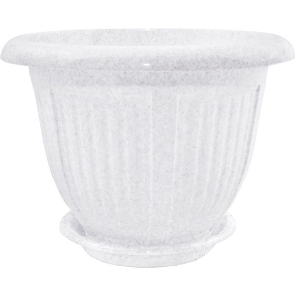 Горшок пластиковый Алеана Волна круглый 1,1л белый с серым (112048) 