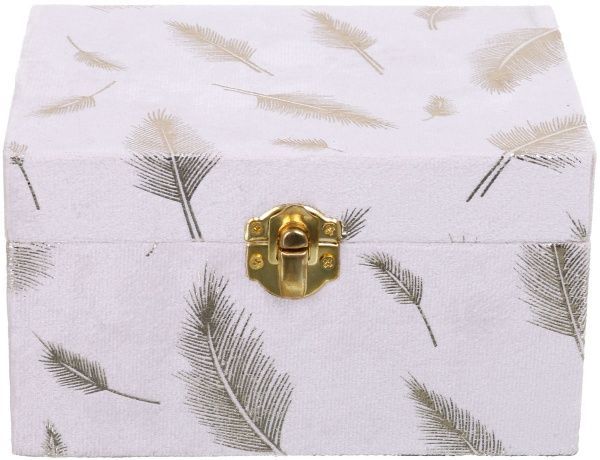 Сундук для украшений Листья 16х12х9 см белый с золотым