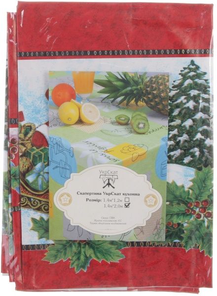 Скатерть Новогодняя Стандарт 140x200 см красный с рисунком 