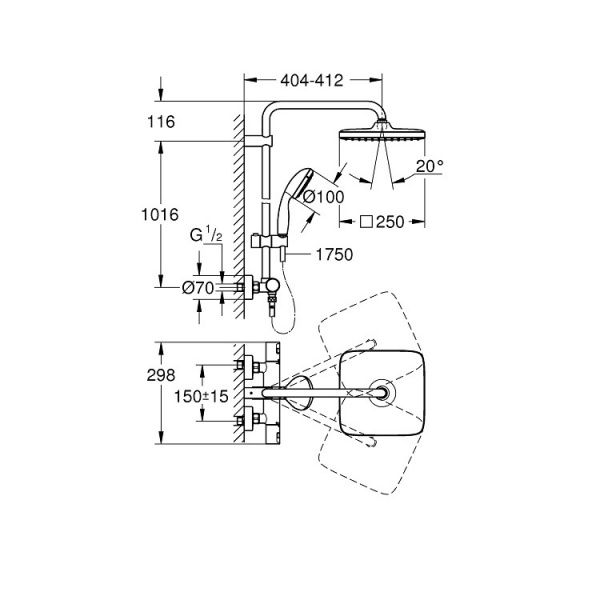 Душевая система Grohe Vitalio Start 250
