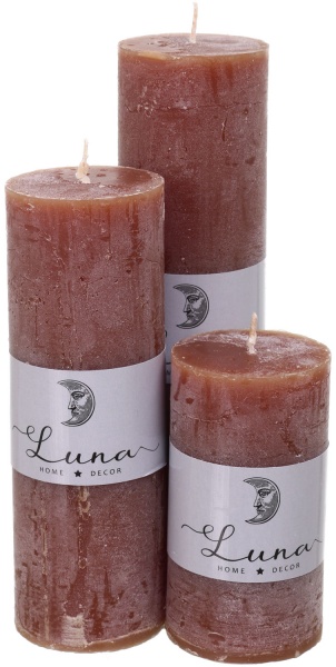 Свеча Рустик цилиндр серо-коричневый Taupe C5516-7505 Luna