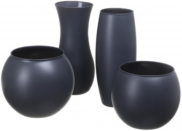 Ваза стеклянная Soft Лилия 25 см серая 