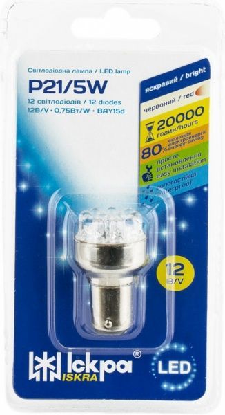 Лампа світлодіодна Iskra LL1207125R BAY15D 12 В 1 Вт 1 шт