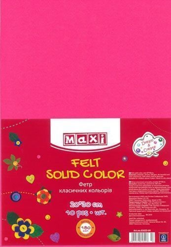 Фетр Maxi 1 шт. MX61622-09 2 мм 20х30 см рожевий