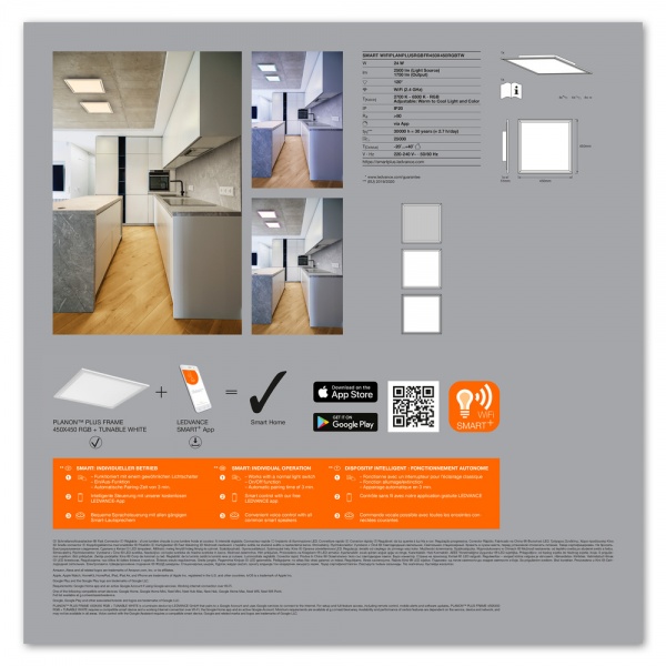 Світильник стельовий Ledvance Smart Wi-Fi Planon RGB 45x45 см 24 Вт білий 3000-6500 К 