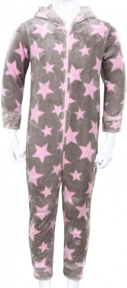 Кигуруми-пижама для девочек HW принт Звездочки р.110-116 коричневый/розовый 0347