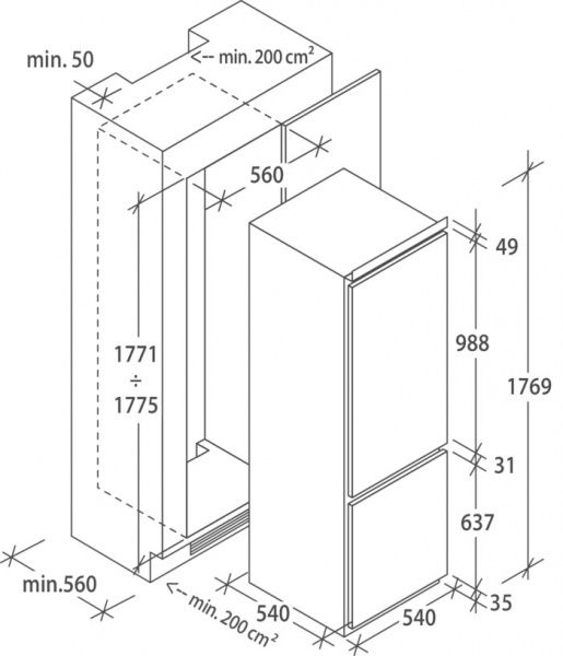 Встраиваемый холодильник Candy CKBBS 100/1