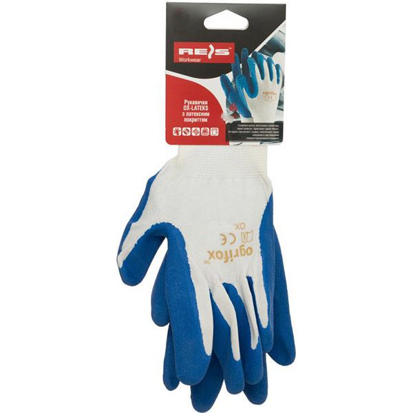 Перчатки Reis с покрытием латекс M (8) OX-LATEKS 08