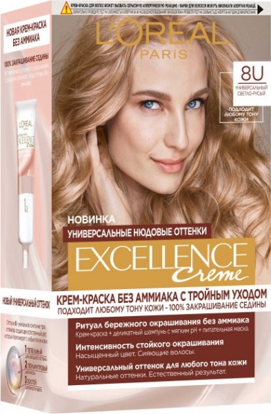 Фарба L'Oreal Paris Excellence Crème Universal Nudes 8U універсальний світло-русявий 192 мл