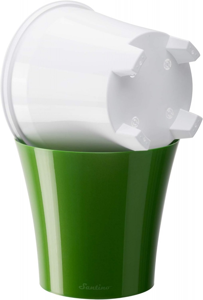 Вазон пластик Arte круглий чорний із золотом 5 л Santino (2004918)