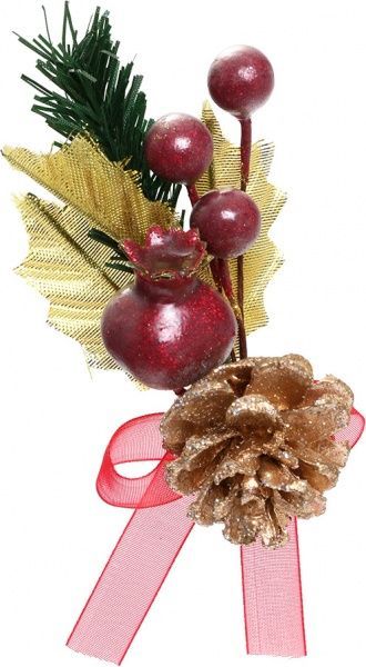 Гілочка декоративна з шишкою та ягодами 7 см 450305  