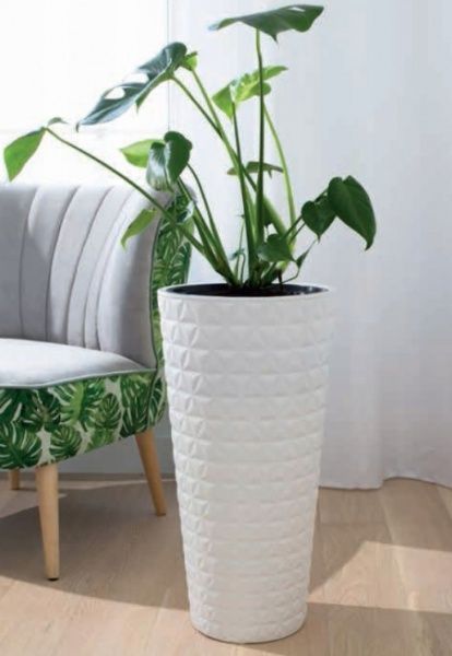 Горщик пластиковий Form Plastic Діамант Слім-40 круглий 63л білий (2950-011) 